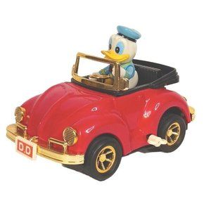 Masudaya VW Volkswagon Beetle 1983 Disney Donald Duck Wind Up Tested Japan Red